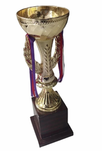 Copa de Trofeo Ornamental con Acabado Dorado, Diseño Floral en Relieve, Asas Curvas y Base Elegante para Campeones Deportivos - Product Image 2