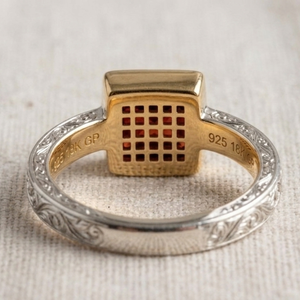 Wholesale Jewellery 925 Sterling Silver 18K Gold Plated Square Garnet <b>Ring</b> 10mm Classic <b>Statement</b> <b>Ring</b> US 6 Gift for Her - Product Image 5