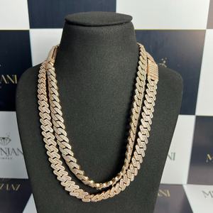 Chaîne à maillons plaquée or rose de luxe, certifiée IGI, forme de paix, sertie de diamants, style hip-hop, qualité supérieure, bijoux unisexes - Product Image 3