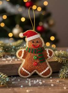 Ornement de Noël rectangulaire perlé de haute qualité, maison de vacances faite à la main, décoration de chalet pour les fêtes - Product Image 2