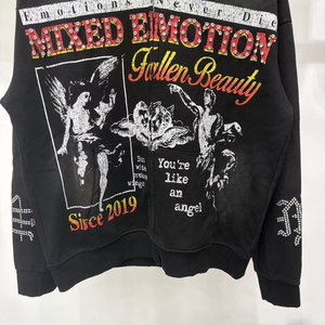 เสื้อฮู้ดซิป IBEX Mixed Emotion Streetwear สำหรับผู้ชาย ทรงโอเวอร์ไซส์ ผ้าฝ้าย พิมพ์ลายด้านหน้าและด้านหลัง พร้อมโลโก้ แฟชั่นฤดูใบไม้ร่วง - Product Image 4