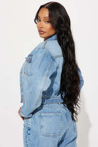 Veste en jean tricotée unisexe OEM, manteau d'hiver décontracté, coupe oversize, respirant, 100% coton pour femmes, vestes en jean personnalisées avec logo - Product Image 2