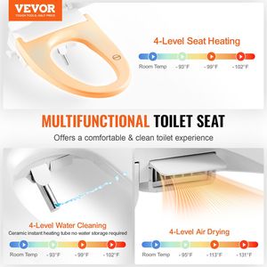Sedile del water bianco intelligente con telecomando allungato Bidet luce notturna elettrica autopulente essiccatore d'aria facile installazione - Product Image 2