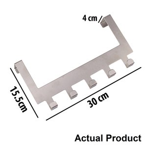 Gancho Colgador de Acero Inoxidable para Puerta, Barra Resistente Plateada para Toallas, Accesorio para el Hogar y Baño - Product Image 2