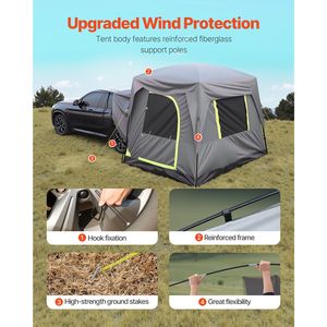 Tenda da Campeggio per SUV 3m x 2,4m Impermeabile PU2000mm Design Spazioso a Doppio Strato per 5-8 Persone - Product Image 4