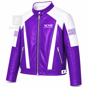 Custom NCNW Council women Leather <b>jacket</b> purple & <b>white</b> Embroidered logo Casual Style for female with polyester lining - Product Image 2