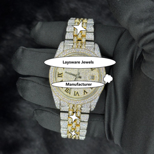 Reloj de Lujo para Hombre con Esfera de Números Romanos Automáticos, Cristal de Diamantes y Correa de Acero Inoxidable, Precio de Exportación - Product Image 1