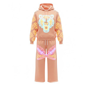 เสื้อฮู้ด Cyberpunk Techwear สำหรับผู้ชาย ลายกราฟิกเส้นอิเล็กทรอนิกส์สีนีออน ดีไซน์สดใส พิมพ์ลายแบบ Sublimation - Product Image 4