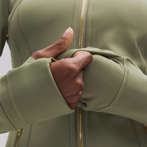 Veste de yoga tricotée pour femme de haute qualité, manches longues, imperméable, coupe-vent, fermeture éclair, hiver, fitness, logo frontal, séchage rapide - Product Image 4