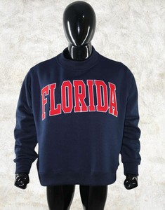 Florida Letter Custom <b>Mock</b> <b>Neck</b> Sweatshirt Men Heavyweight Fleece Pullover Cotton Blend Casual Streetwear Blank OEM Manufacturer - Product Image 1