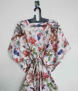 ชุดคลุมชายหาดผ้าฝ้ายทำมือลายพิมพ์นก น้ำหนักเบา สไตล์โบโฮ - Product Image 3