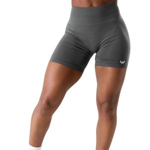 Shorts de sport gris anthracite taille haute pour femme – Doux, extensibles, sans coutures, pour entraînement, fitness et yoga – Performance optimale - Product Image 1