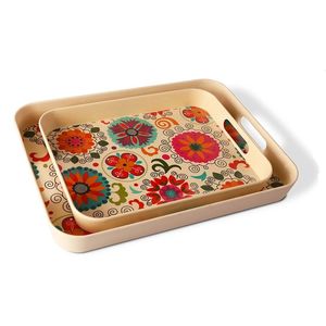 ถาดไม้ MDF พิมพ์ลายตามสั่ง ดีไซน์ศิลปะมีนา ถาดเสิร์ฟตกแต่งสำหรับชา กาแฟ ขนม ของตกแต่งบ้าน ของขวัญ และใช้ในโรงแรม - Product Image 2