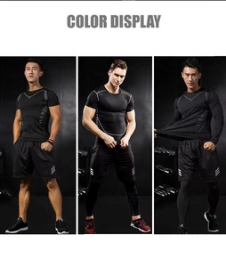 Ensemble de sport pour hommes avec logo personnalisé, 5 pièces, compression légère, séchage rapide, respirant, taille haute élastique, pour la salle de sport et le fitness - Product Image 5