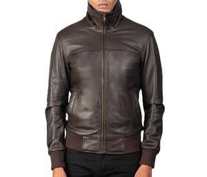 Chaqueta de Cuero para Hombre, Estilo Vintage, Lisa, Monocromática, Impermeable, Transpirable, con Cuello Alto, Personalizable OEM - Product Image 6