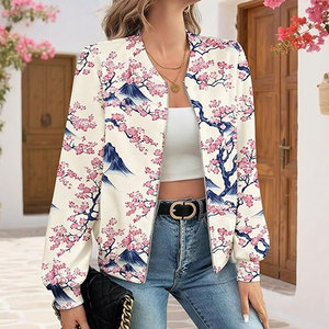 <b>Womens</b> Bomber <b>Jacket</b> Sheep Skin Winter Single Button Long Sleeve Stand Collar Stylish Customizable Outerwear - Product Image 5