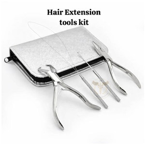 18PCS Black Hair Extension Tool Kit with Pliers, Loop <b>Needle</b>, Pulling Hook & Storage <b>Case</b> - Product Image 2