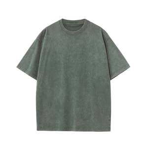 T-shirt pour homme 100% coton délavé à l'acide, coupe oversize, épaules tombantes, grammage lourd 200 GSM, effet délavé à la pierre - Product Image 2