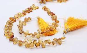 AAA Natural Citrine Smooth Pear Shape Briolette 5x7-6x8 MM Citrine <b>Gemstone</b> Beads 8 Inch Smooth Yellow Citrine Pear Beads - Product Image 6