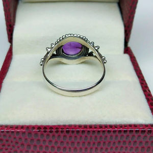 Bague en améthyste violette, argent 925, faite à la main, pour femme, style bague de fiançailles à taille ronde - Product Image 4