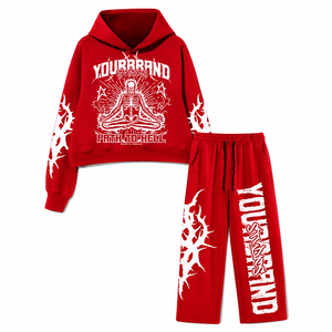 Conjunto Deportivo de Dos Piezas con Diseño Gráfico Premium, Ropa Urbana de Algodón Personalizada, Fabricante OEM ODM Directo de Fábrica - Product Image 1