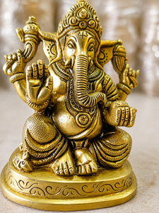 Statue de Ganesha en laiton faite à la main, figurine du Dieu hindou traditionnel Lord Ganesh, décoration multi-pièces pour la maison, le bureau ou la table. - Product Image 2