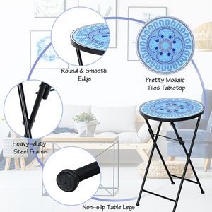 14 Mosaic <b>Side</b> Small Round Bistro <b>Sofa</b> End <b>Table</b> Cast Iron Flower Display Plant Stand <b>for</b> Outdoor Use - Product Image 5