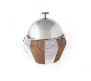 Hammered <b>Copper</b> Chafing Dish Pure <b>Copper</b> Buffet Food Warmer With Lid And <b>Handles</b> For Indian Restaurant Wedding Catering - Product Image 2