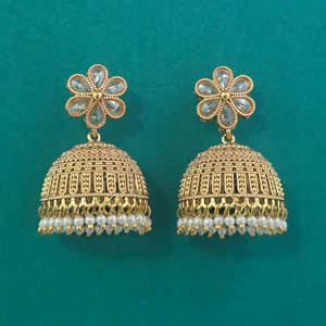 Dernières boucles d'oreilles Jhumki artisanales de qualité export, plaquées or, 233093 - Product Image 3