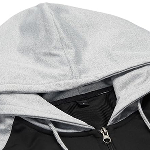 Men's Navy Blue Fleece Tracksuit Full Zipper Sporty Sweatshirt <b>Pants</b> Set Gray Panels Breathable Regular Fit Winter Wear - Product Image 4