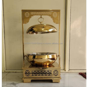 Recipientes para Calentar Comida de Acero Inoxidable con Recubrimiento PVD Dorado, para Buffet y Catering, con Tapa Colgante, Modelo CRAFT ASCENT, 8 Litros, Redondo, Estilo Indio - Product Image 3