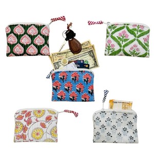 Floral Print Cotton Coin <b>Pouch</b> Durable Eco-Friendly Cotton Wallet <b>Mini</b> Zipper Wallet Portable Change <b>Pouch</b> Unisex Bohemian Style - Product Image 5