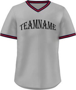 Maillot de baseball personnalisé avec nom d'équipe imprimé, col en V, manches courtes, respirant, en polyester, unisexe, pour adultes, toutes saisons - Product Image 1