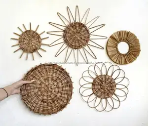 Trendy fashion 2021 Eco-friendly unique rattan bamboo wall hanging decor