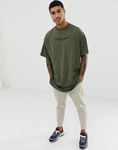 Camiseta de Manga Corta para Hombre, Estilo Londres, Color Verde Oliva, Talla Grande, con Estampado de Letras en la Parte Delantera, Estilo Casual, Corte Ajustado de Jersey de Algodón - Product Image 2