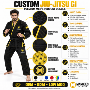 Adult Customizable BJJ Gi Brazilian Jiu Jitsu Training Uniform 420GSM Pearl Weave Cotton Durable <b>Stitching</b> Lightweight - Product Image 6