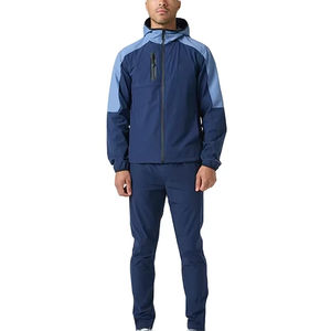 Ensemble de survêtements coupe-vent pour hommes, style vêtements de sport, avec logo personnalisé, fermeture éclair, imperméables, couleurs contrastées, pour l'hiver, vente en gros - Product Image 1