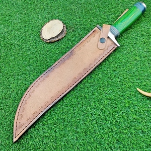 Couteau de camping Bowie de grande taille avec support OEM/ODM, garde en acier inoxydable, manche en bois, étui en cuir, couteau de survie et de chasse - Product Image 2