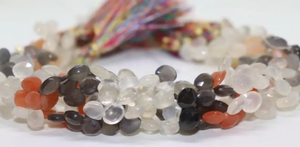 Vente en gros 7-8mm multi-pierre de lune à facettes perles en forme de coeur 8 pouces côté coupe pierre naturelle pour la fabrication de bijoux - Product Image 3