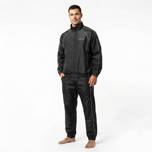 Ensemble de survêtement coupe-vent en nylon pour homme, veste et pantalon légers à col montant et fermeture éclair intégrale, tenue décontractée pour l'extérieur - Product Image 1
