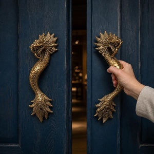 Poignée de portail en fer forgé résistant à la rouille, facile à installer, design classique style dragon – Accessoire pour portail/porte, finition peinte. - Product Image 6