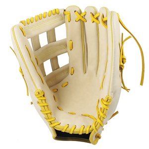Guantes de béisbol de cuero partido de la colección profesional, duraderos, para lanzar con la mano izquierda, color marrón y negro - Product Image 1