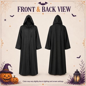 Disfraz de Armadura Completa de Manga Larga de Poliéster de Doble Cara con Capucha Negra, Unisex, para Halloween, Caballero Medieval - Product Image 2