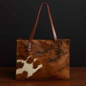 Elegante Bolso Tote de Cuero Genuino con Pelo para Mujer, Moda de Verano, Cierre Abierto, Bolso de Hombro Multifuncional LHTB-0127 - Product Image 3