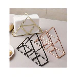 Moderno Porta Servilletas Triangular de Metal Color Oro Rosa, Dispensador de Servilletas de Alambre Minimalista para Decoración de Cocina, Comedor y Hotel - Product Image 5