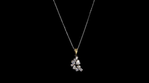 Pendentif en diamant de laboratoire en forme de grappe florale avec pierres en forme de poire et rondes, collier plaqué or rhodié 18 carats pour un usage quotidien et des occasions spéciales - Product Image 3