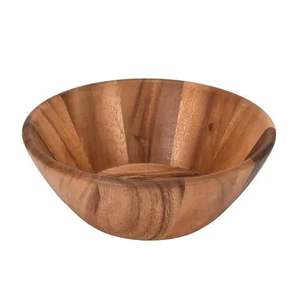 Tazón de madera artesanal para servir ensaladas, frutas y aperitivos con acabado natural, artículo de decoración de cocina ecológico. - Product Image 5