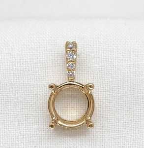 Pendentif semi-monté en argent sterling 925 massif, taille ronde de 5 mm à 12 mm, à 4 griffes, avec sertissage pré-découpé pour pierre précieuse - Product Image 2