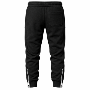 Custom Men Black <b>Jogger</b> Sweatpants Zipper Pocket <b>Slim</b> Fit Cotton Blend Streetwear Casual Track Pants with Ankle Zips Drawstring - Product Image 2