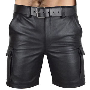Pantalones Cortos de Cuero Genuino Negro para Hombre, Personalizados 2026, Ajuste Delgado, Alta Calidad, Disponibles en Todas las Tallas y Colores - Product Image 4